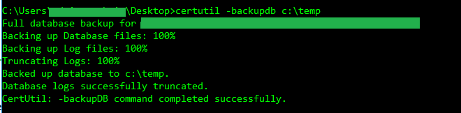 Microsoft CA Database Cleanup 2 - DB Backup