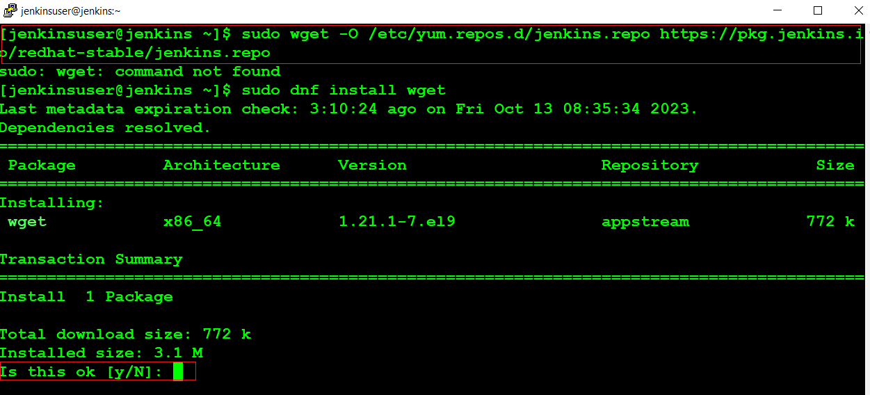 How to Install Jenkins on Alma Linux 9.2 - 6 - Install wget